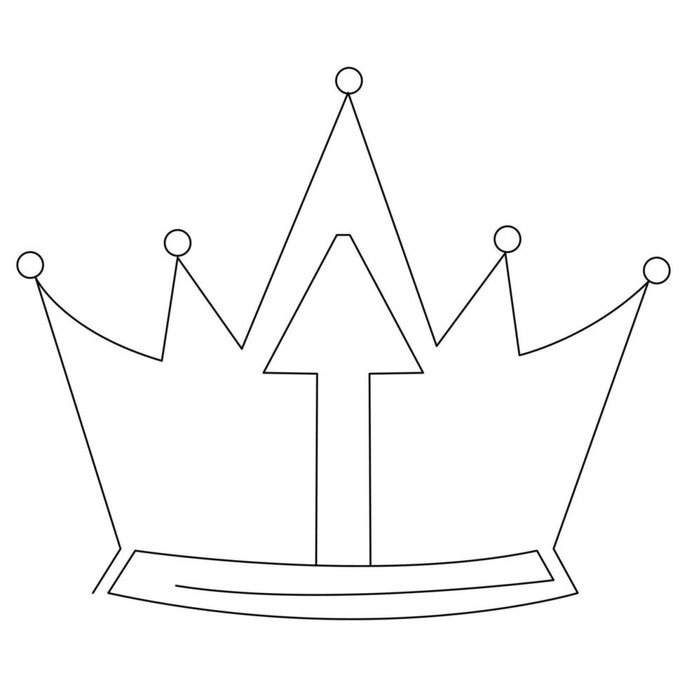 King crown Continuous one line vector art drawing and illustration