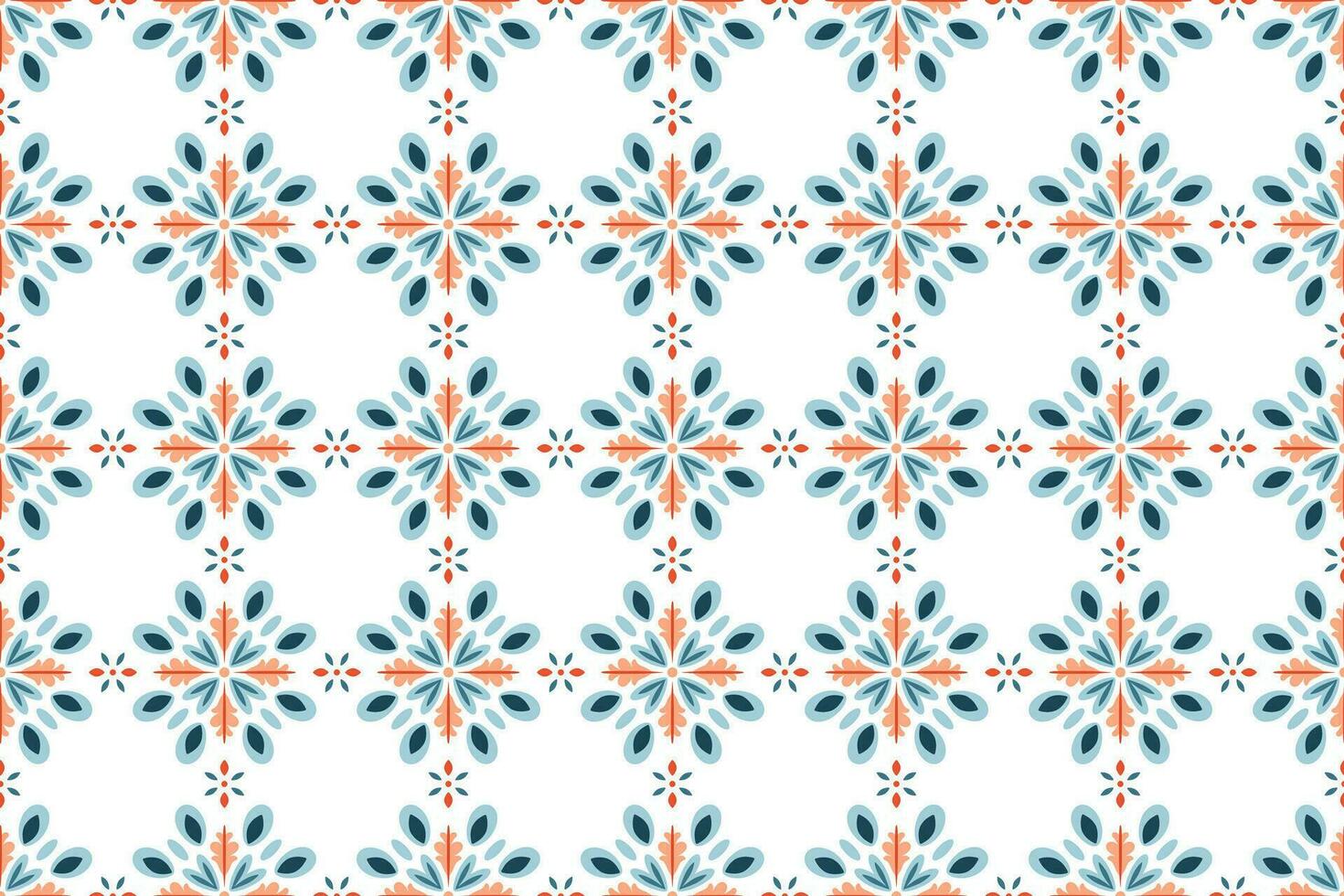 Scandinavian Style Tile. Ethnic Vector Seamless Floral Pattern. Abstract Square Swatch for Interior Decoration