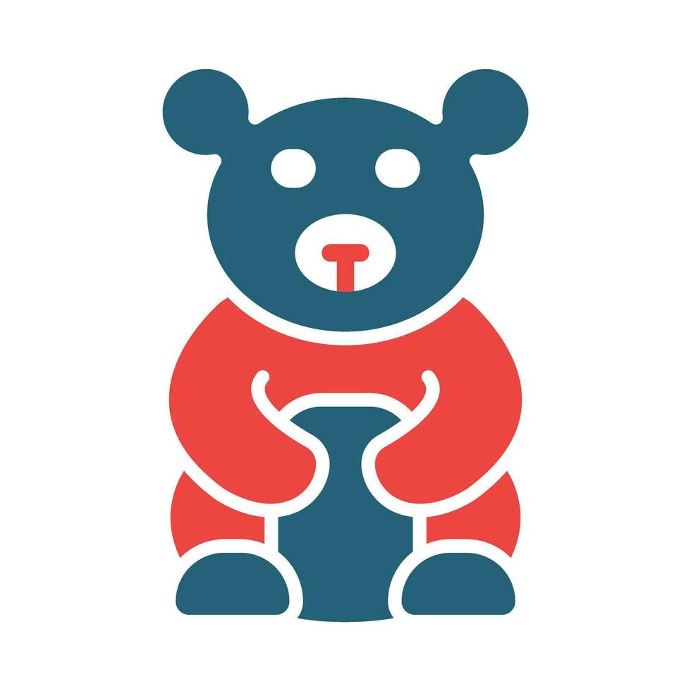 Teddy Bear Glyph Two Color Icon Design vector