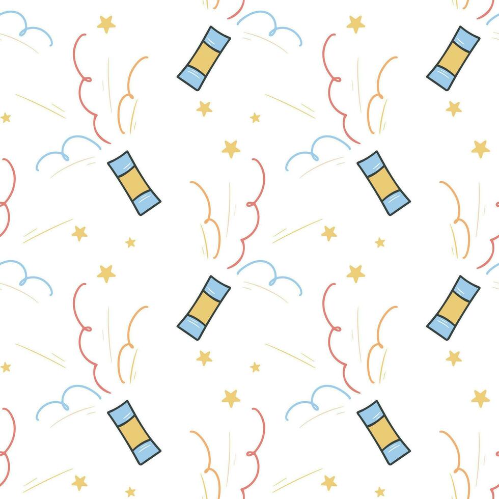 Festive salutes and fireworks seamless pattern vector