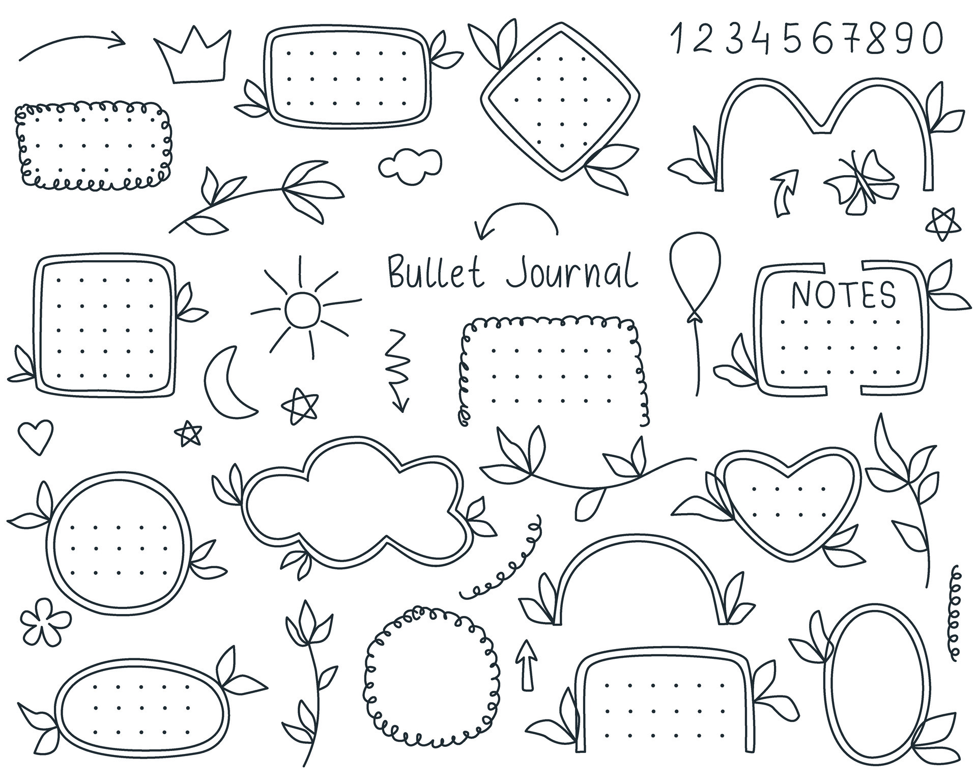 Bullet journal doodle sketch style set 35012125 Vector Art at Vecteezy