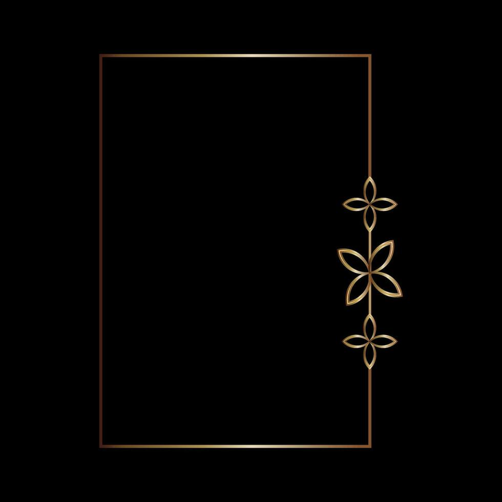 Gold frame line art style, Vector design element geometric shape