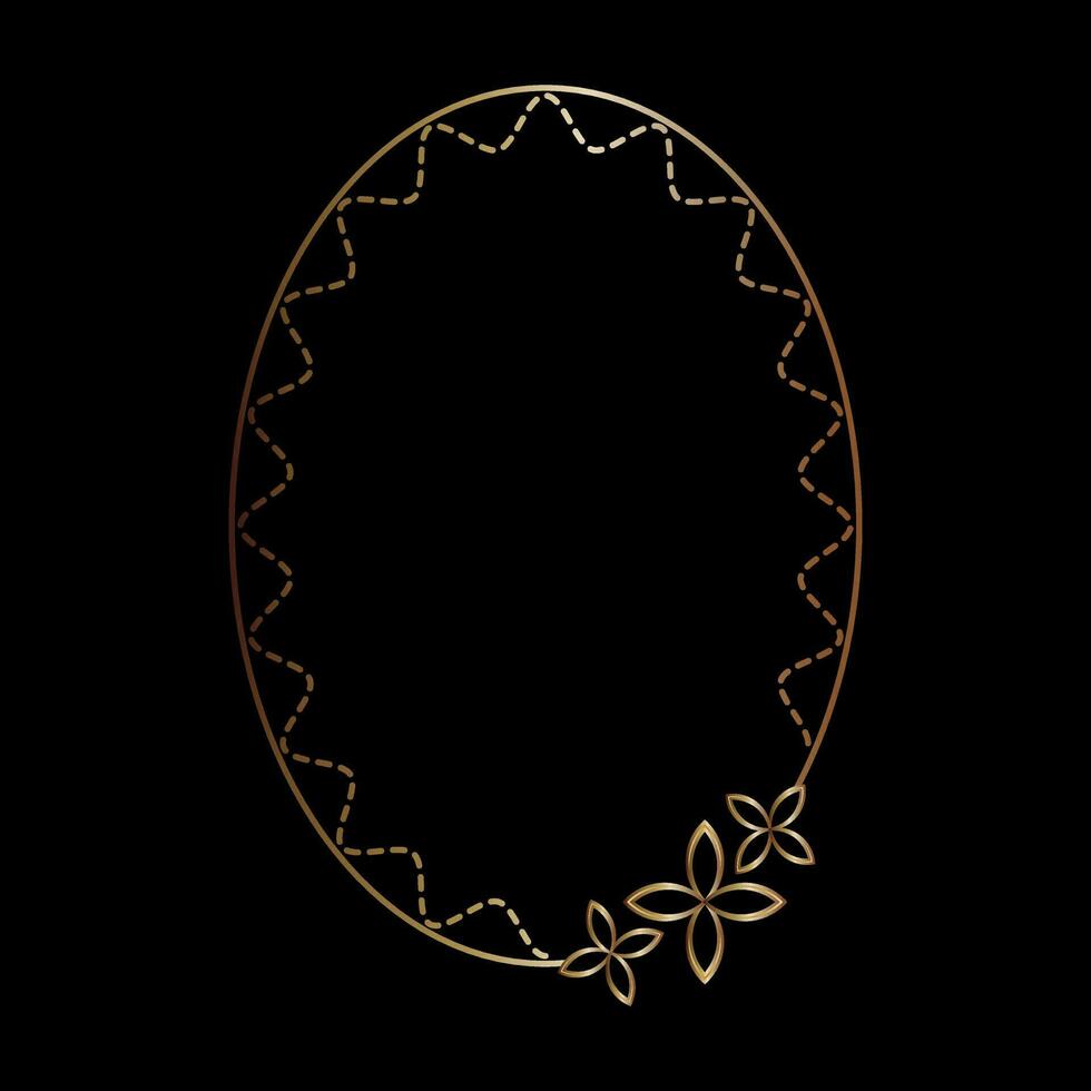 Gold frame line art style, Vector design element geometric shape