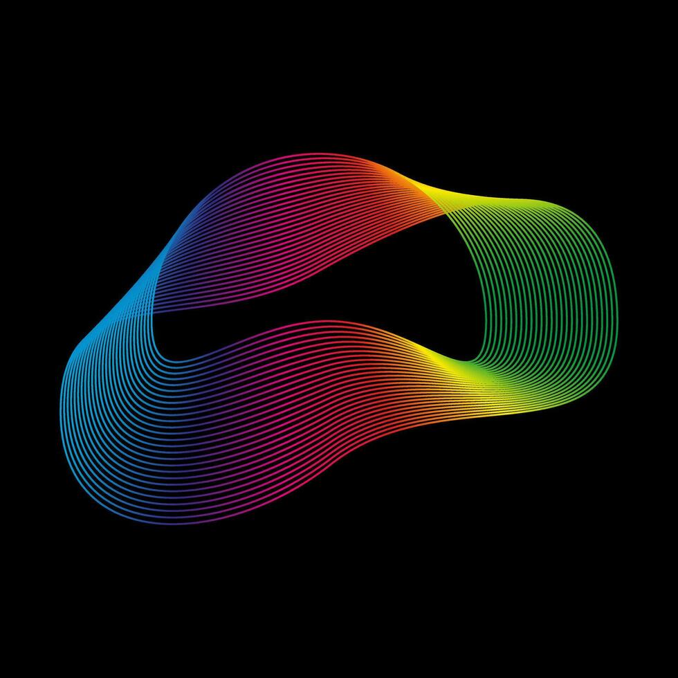 Sound wave, equalizer rainbow color gradient. Modern future technology. Vector geometric abstract element isolated on black background