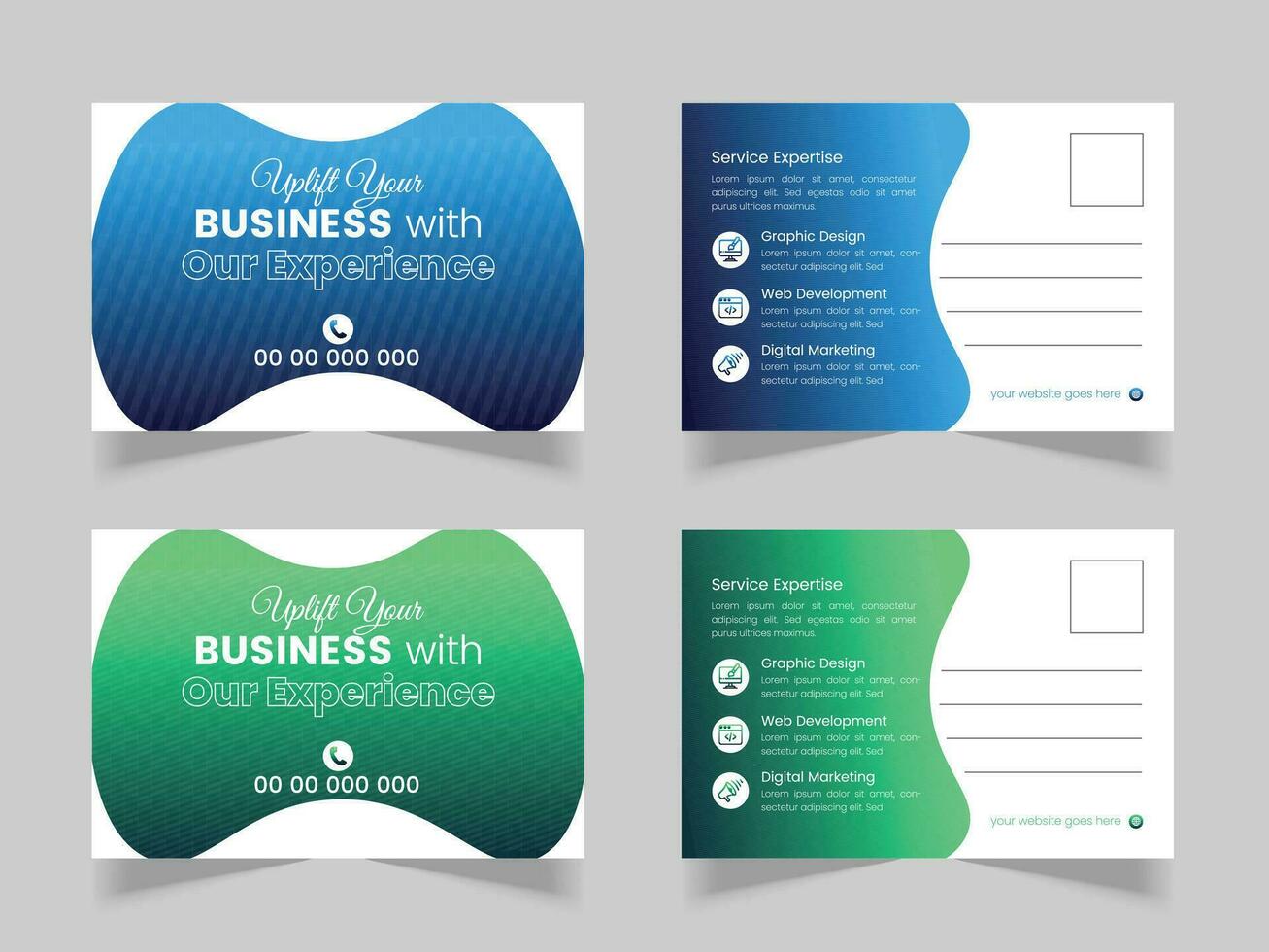 Corporate Post Card Design Template With Mocup vector