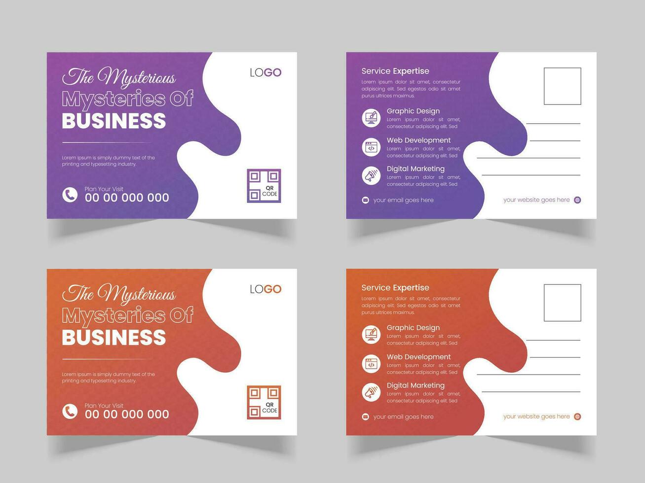 Corporate Post Card Design Template With Mocup vector