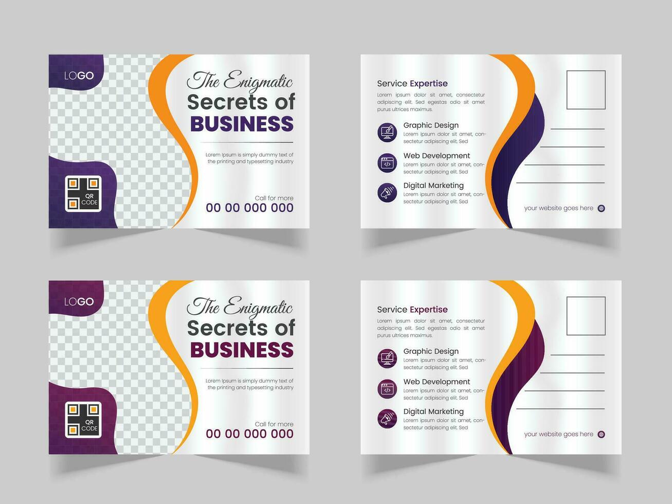 Corporate Post Card Design Template With Mocup vector