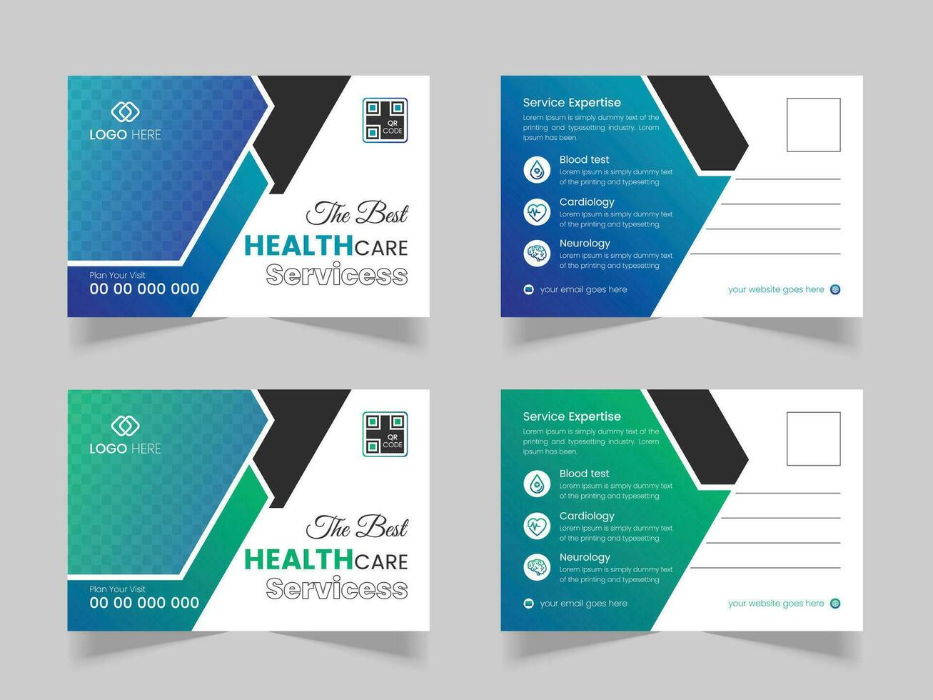 Medical Post Card Design Template With Mocup vector