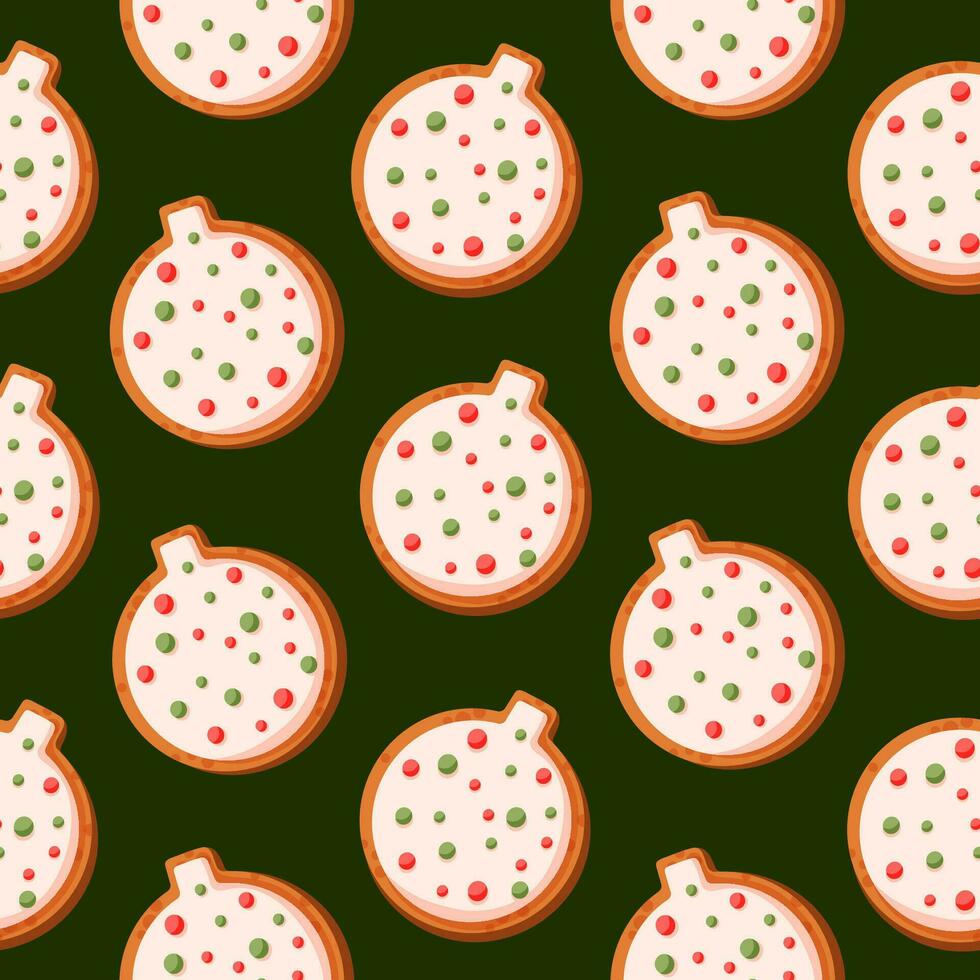 sin costura modelo con pan de jengibre galletas en forma de Navidad pelota. repetitivo nuevo año adornos impresión. vector ilustración.