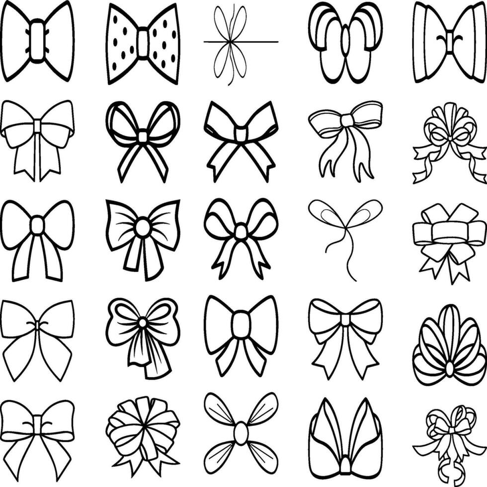 Tied Bow Line Icons Illustration set of bow tie Vector illustration ...