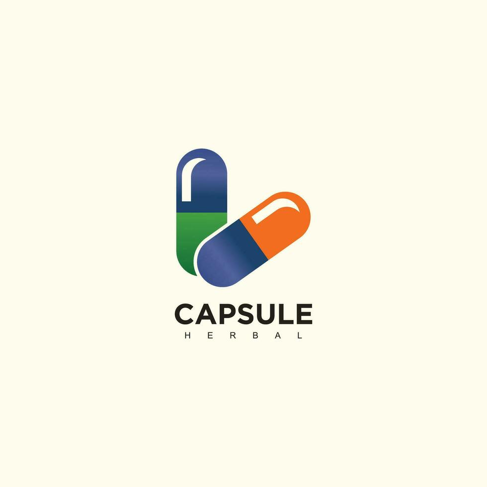 Capsule logo design with simple concept for health business vector