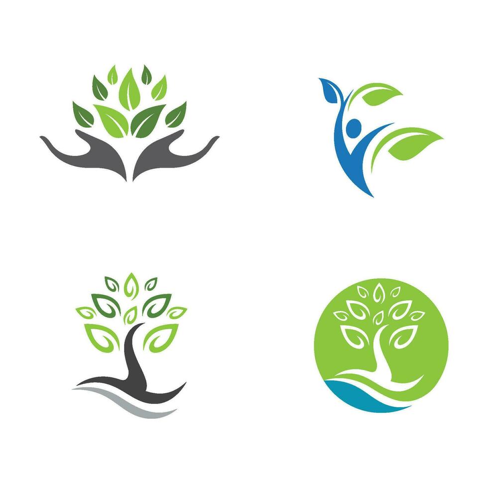 Logos of green Tree leaf ecology vector