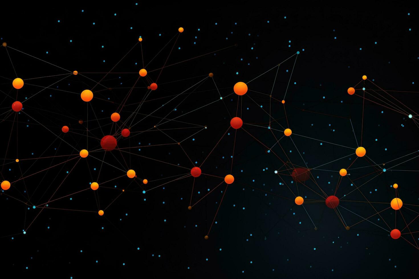 AI generated Abstract polygonal space low poly dark background with connecting dots and lines, Complex digital network system with interconnected dots and lines on a black background, AI Generated photo