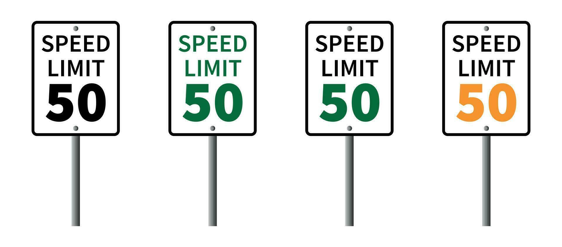 velocidad límite 50 firmar, límite 50 tráfico ligero. americano la carretera firmar en blanco antecedentes. vector