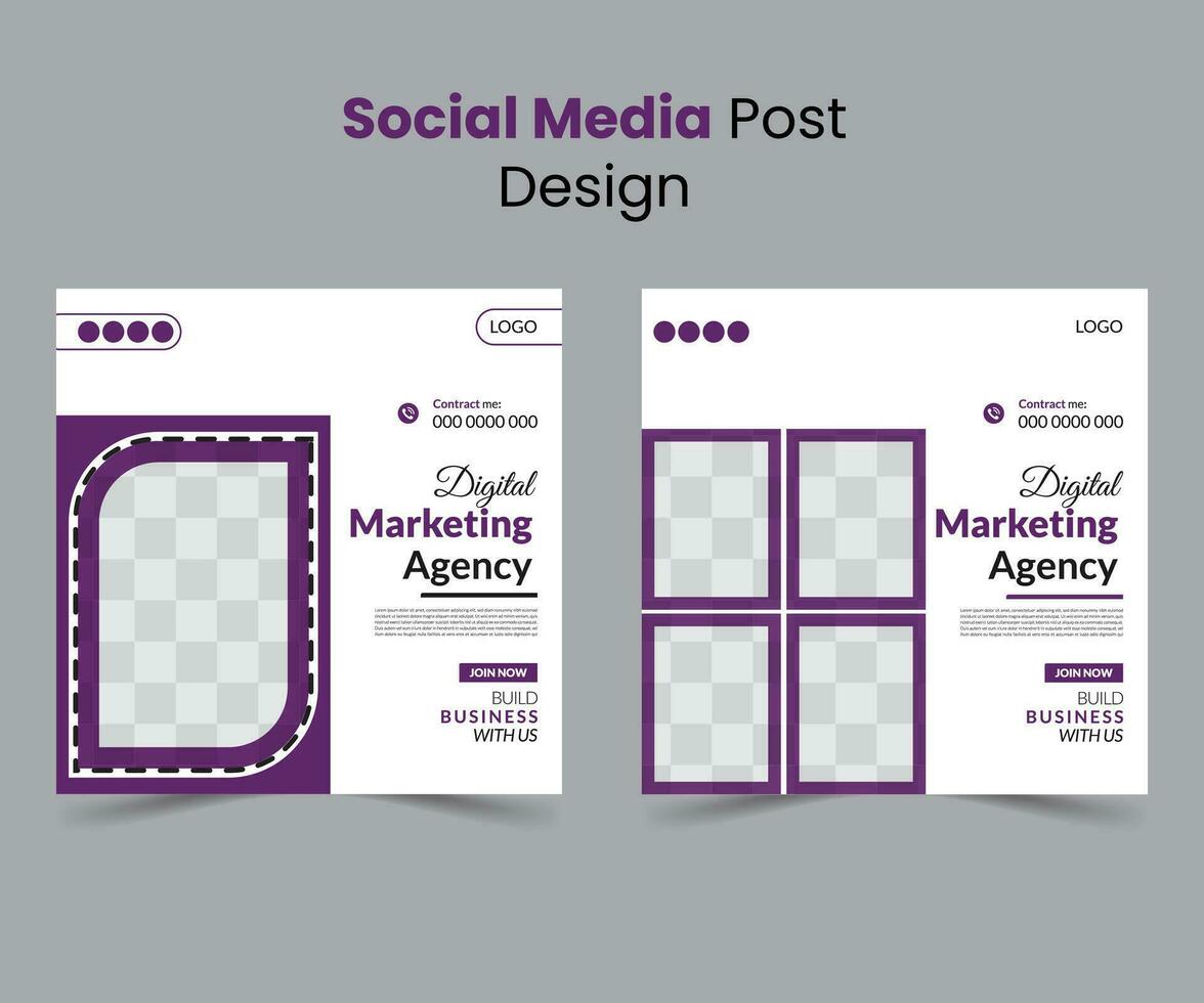 Corporate Social media post design template, business marketing post design layout, Company profile post bundle Pro Vector