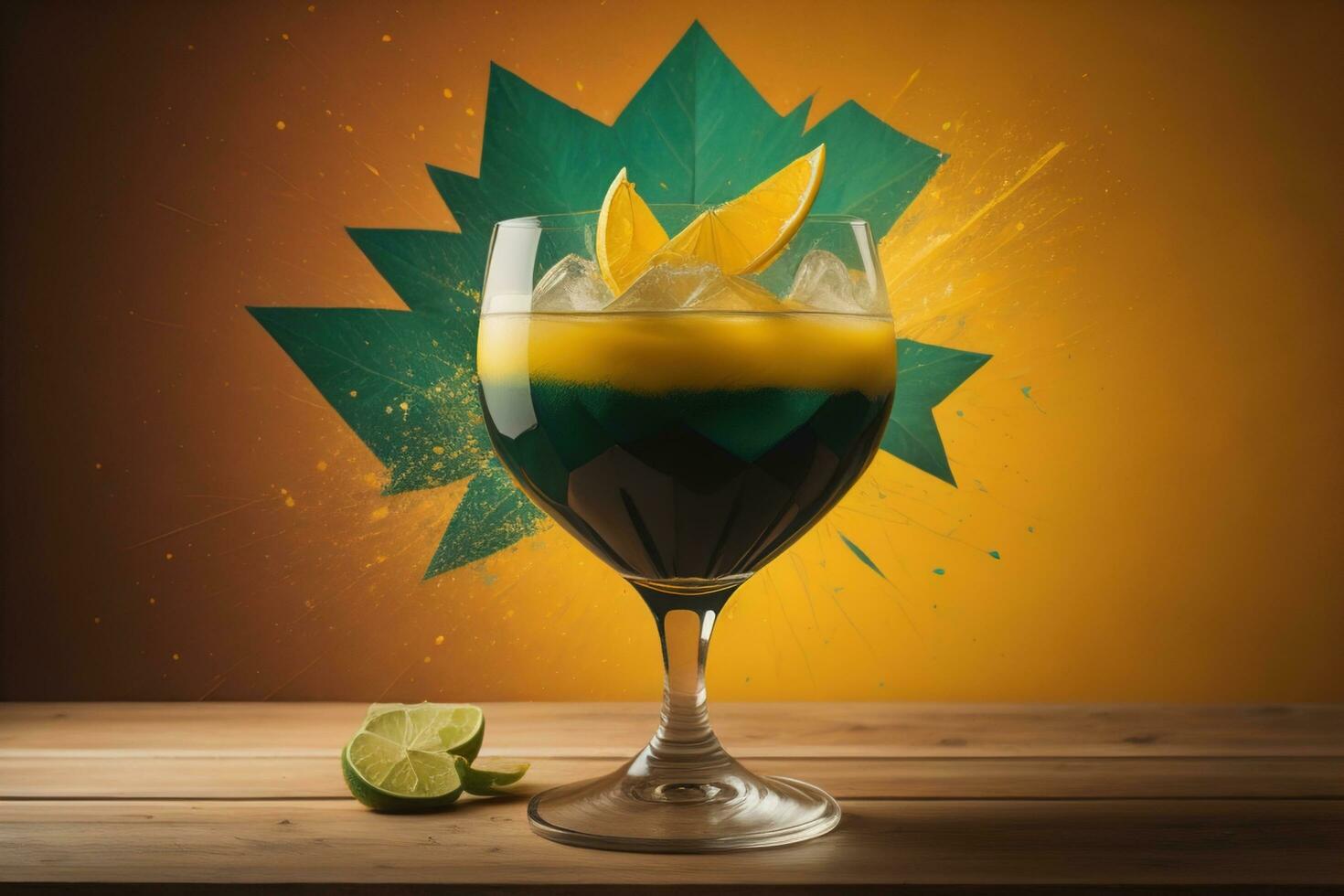 AI generated Alcohol cocktail drink on the table in bar. Toned image. ai generative photo