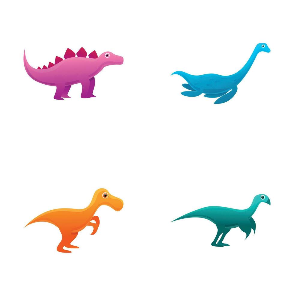 Jurassic dino icons set cartoon vector. Cute little dinosaur vector