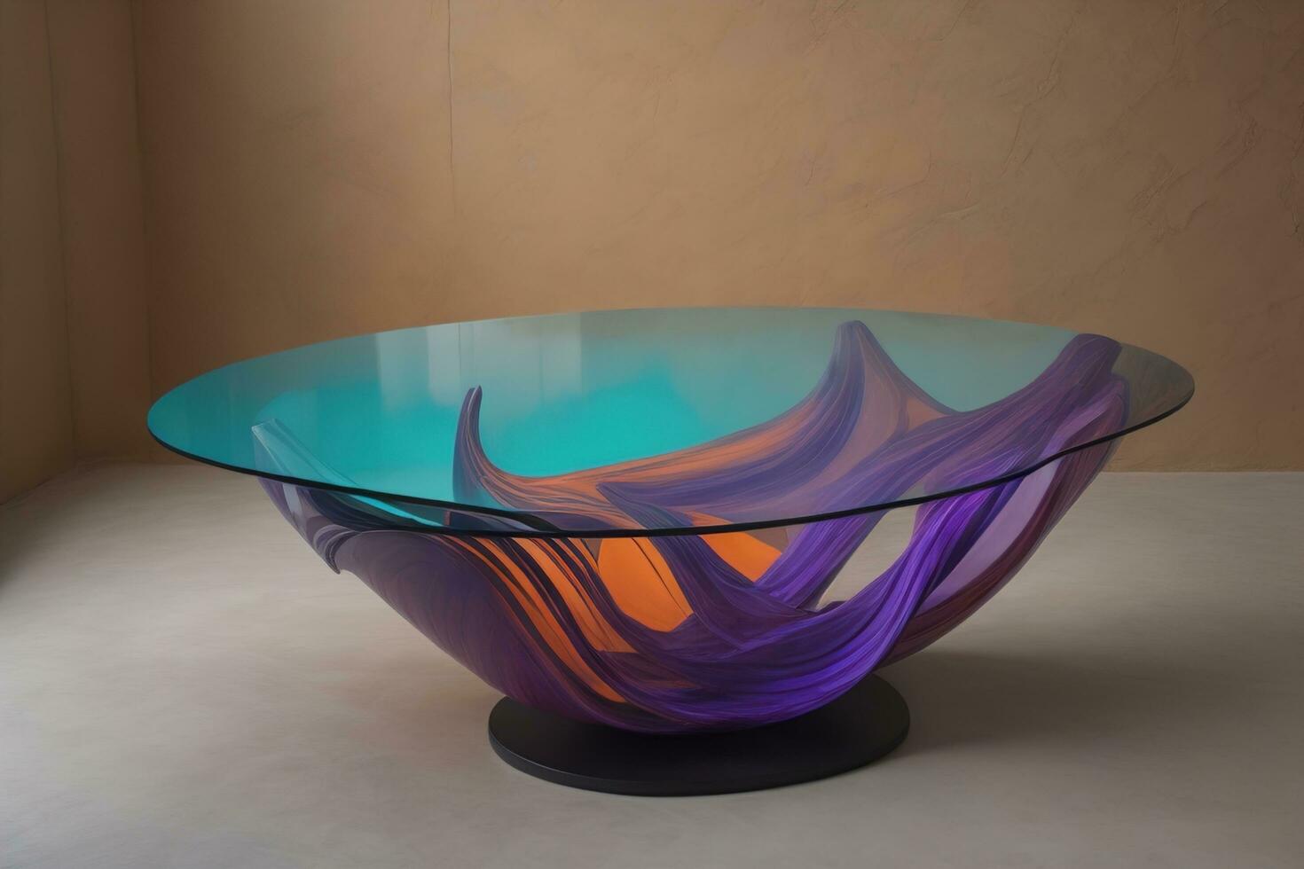 AI generated a glass table in a room. ai generative photo