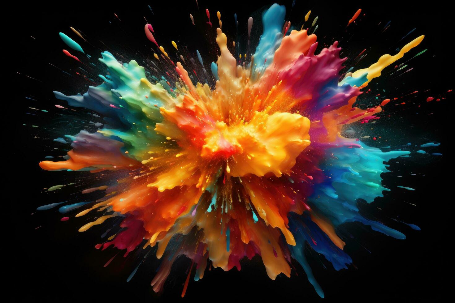 AI generated Colorful explosion of paint on a black background. Close-up, Abstract colorful explosion on a black background, AI Generated photo