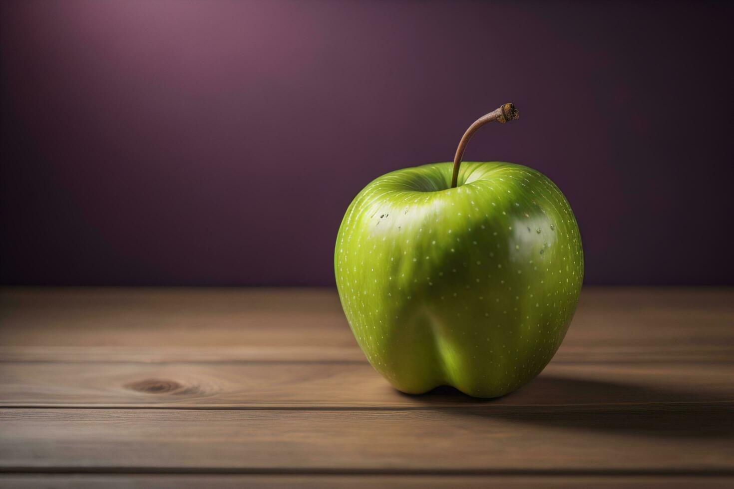AI generated Green apple on a wooden background. ai generative photo