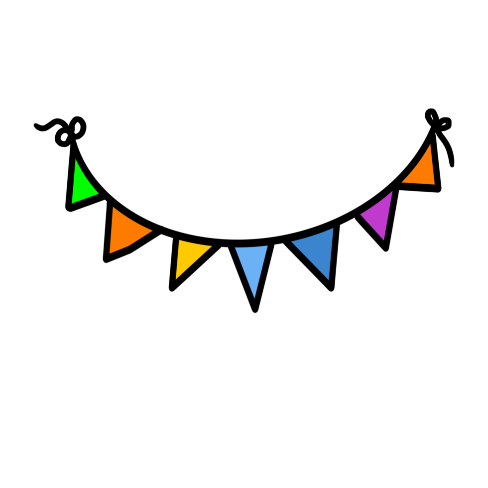 Rainbow colors paper bunting party png