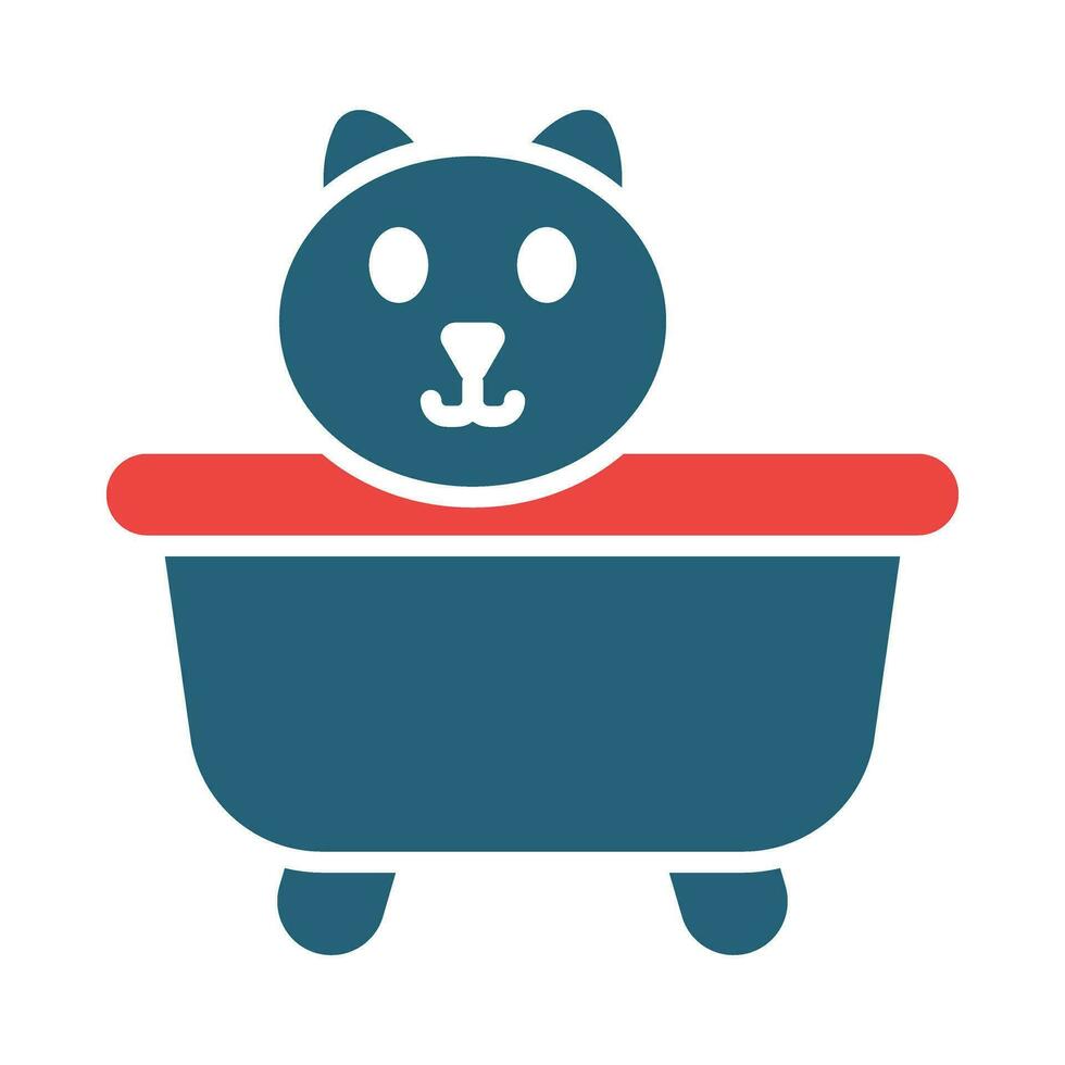 gato bañera glifo dos color icono diseño vector