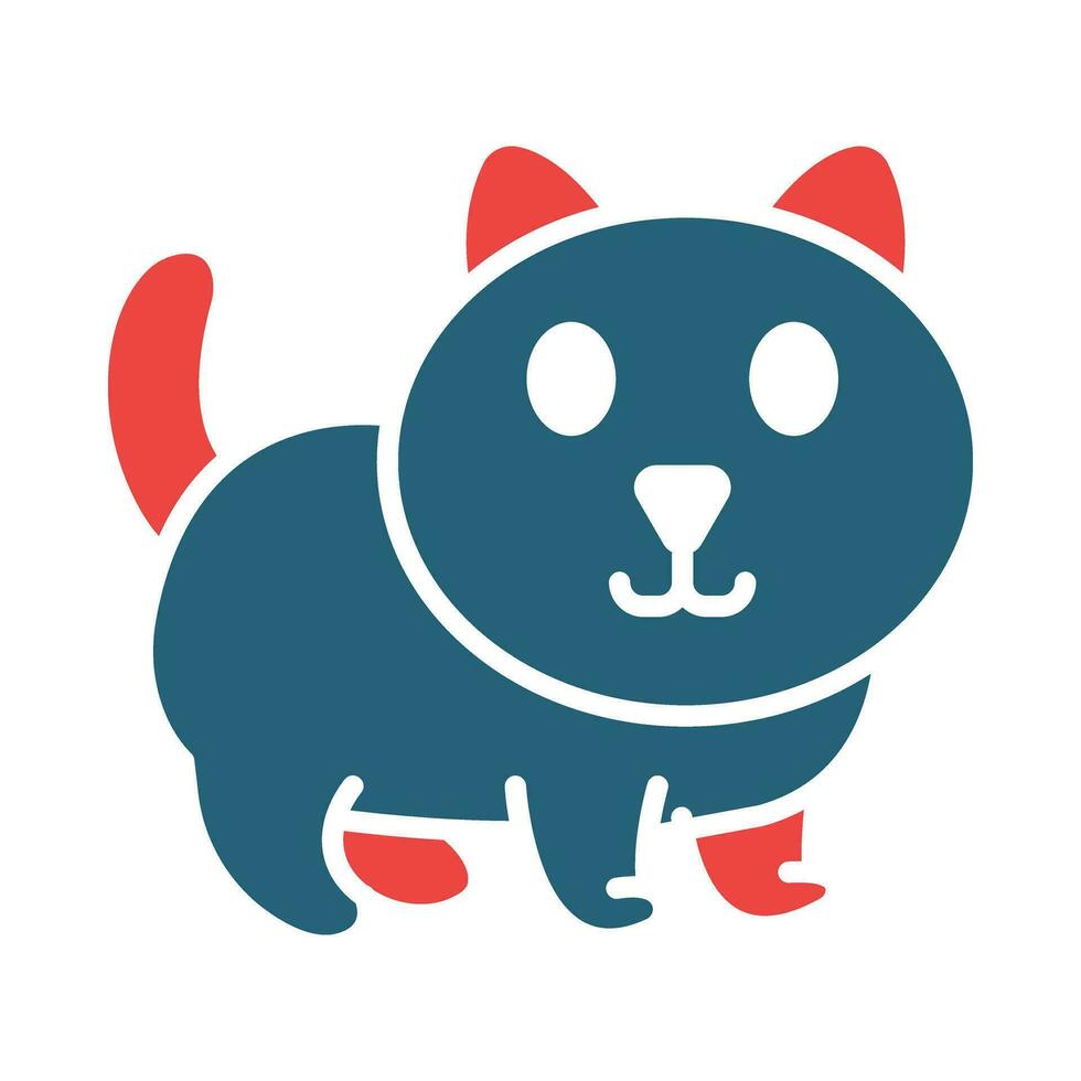 Cat Glyph Two Color Icon Design vector