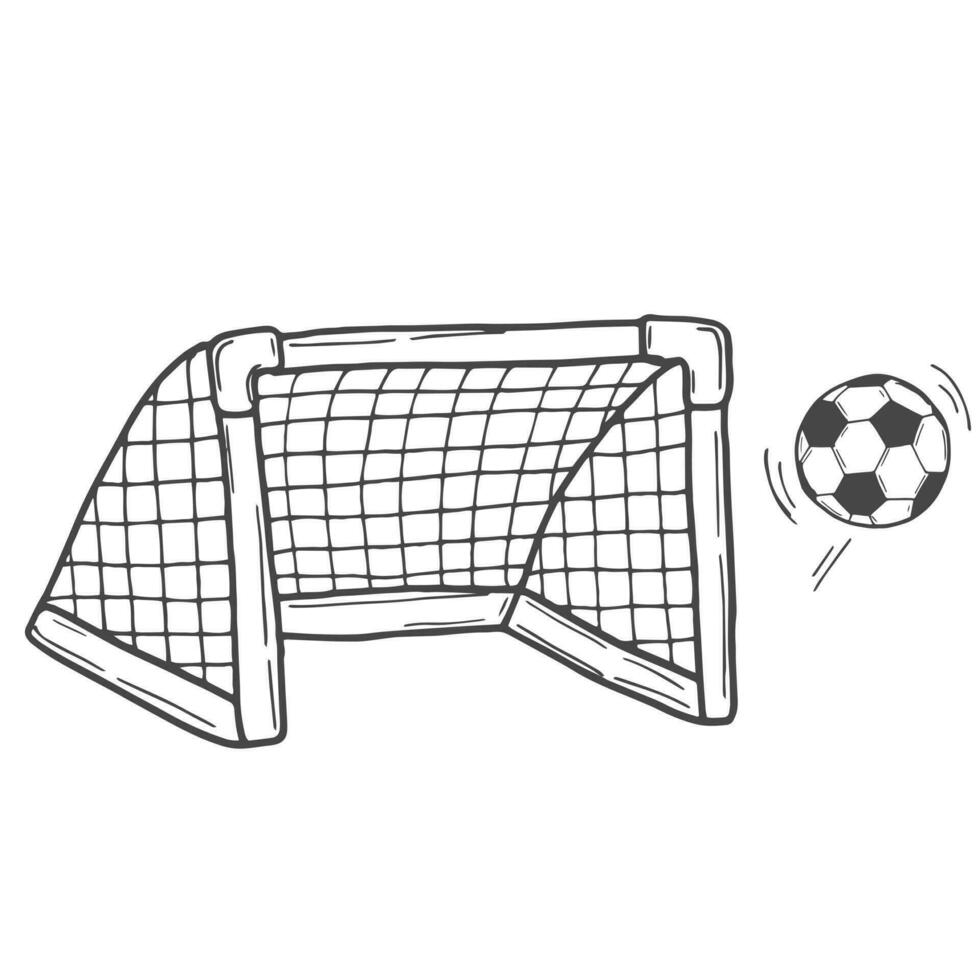 fútbol americano meta. fútbol juego equipo. mano dibujado vector bosquejo. aislado en blanco antecedentes