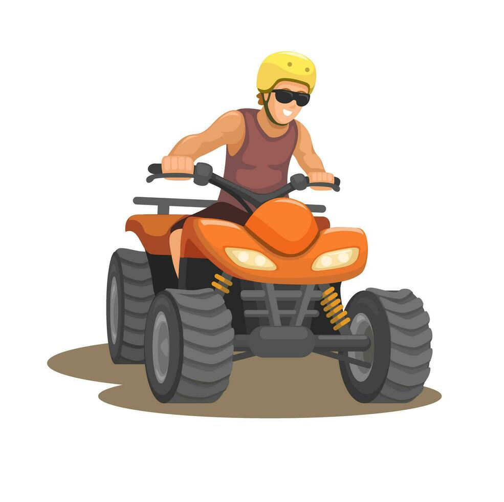 Man riding ATV Cartoon illustraton Vector