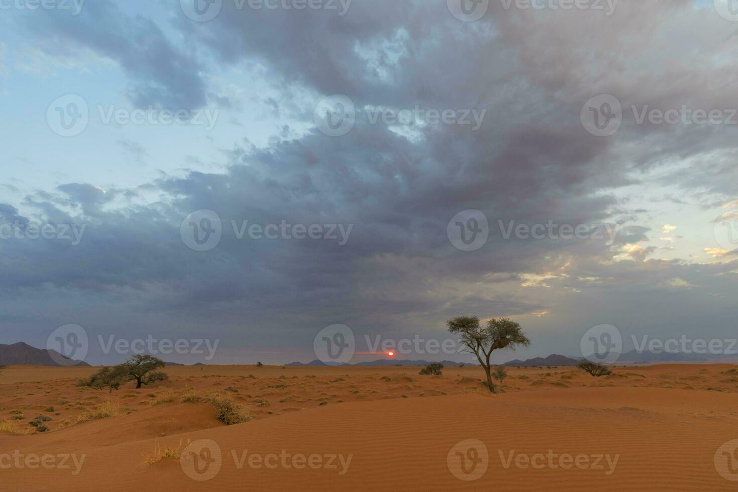 rojo arena duna a puesta de sol foto