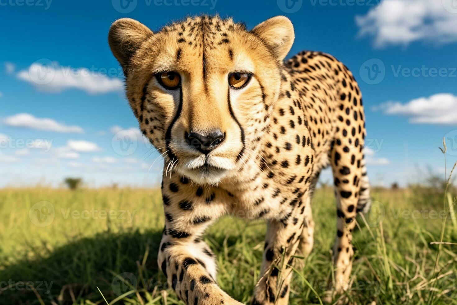 AI generated Portrait of a baby cheetah with big eyes photo