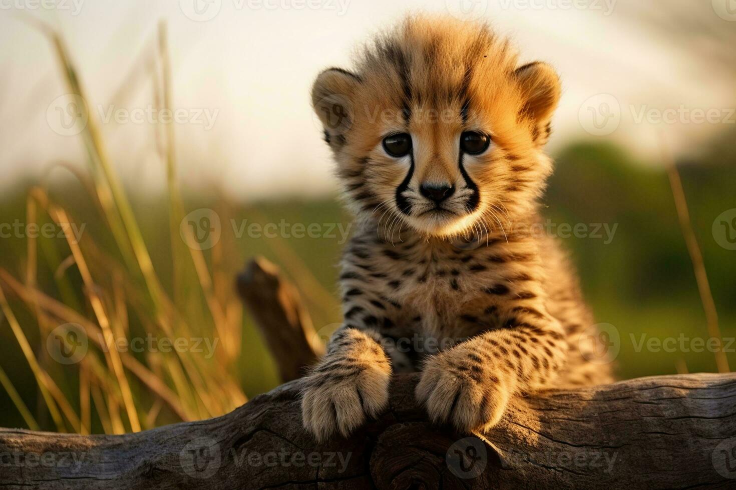 ai generado retrato de un bebé leopardo con grande ojos foto