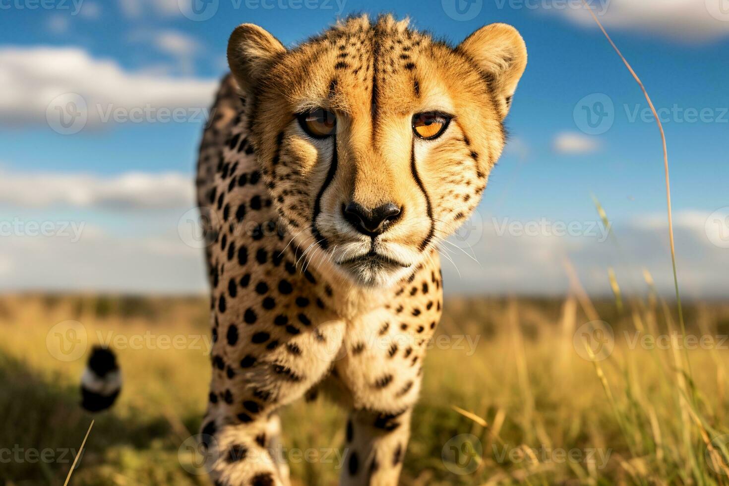 AI generated Portrait of a baby cheetah with big eyes photo