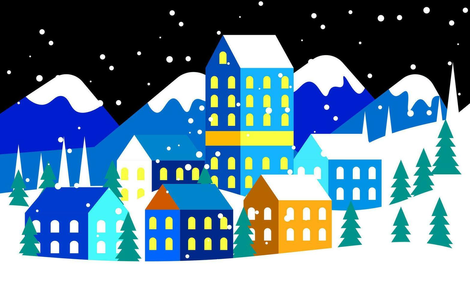 christmas night illustration for background, banner, poster, design, template, website, element, flyer, etc vector