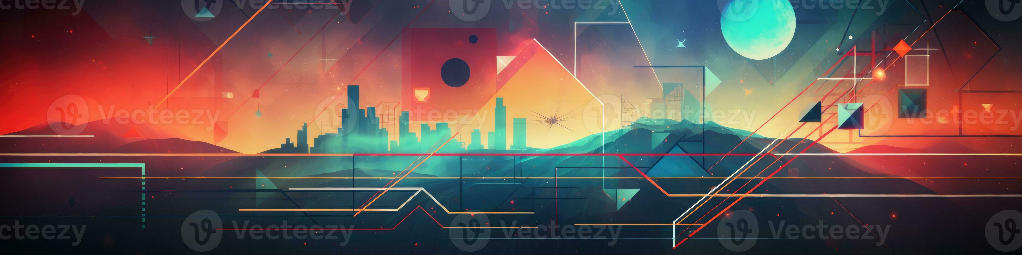 Retro geometry abstract tech background. Generative AI photo