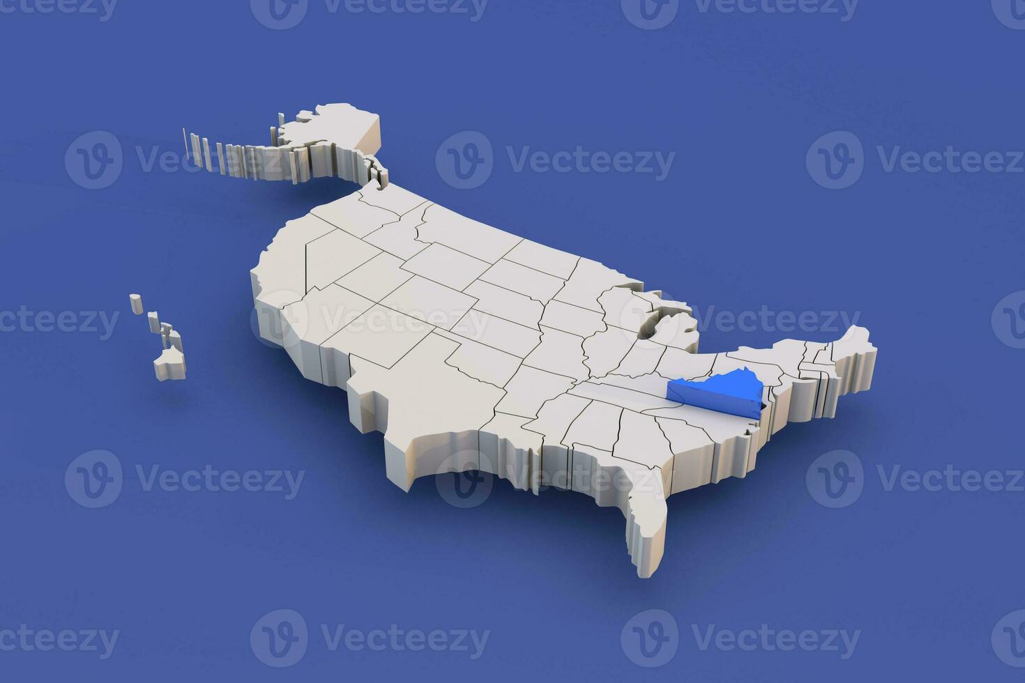 Virginia  state of USA map with white states a 3D united states of america map photo