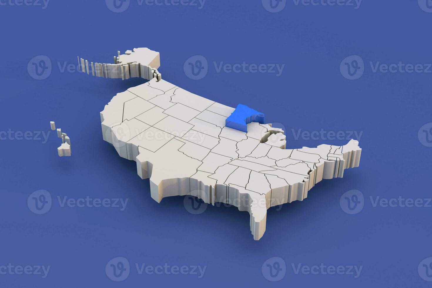 Minnesota state of USA map with white states a 3D united states of america map photo