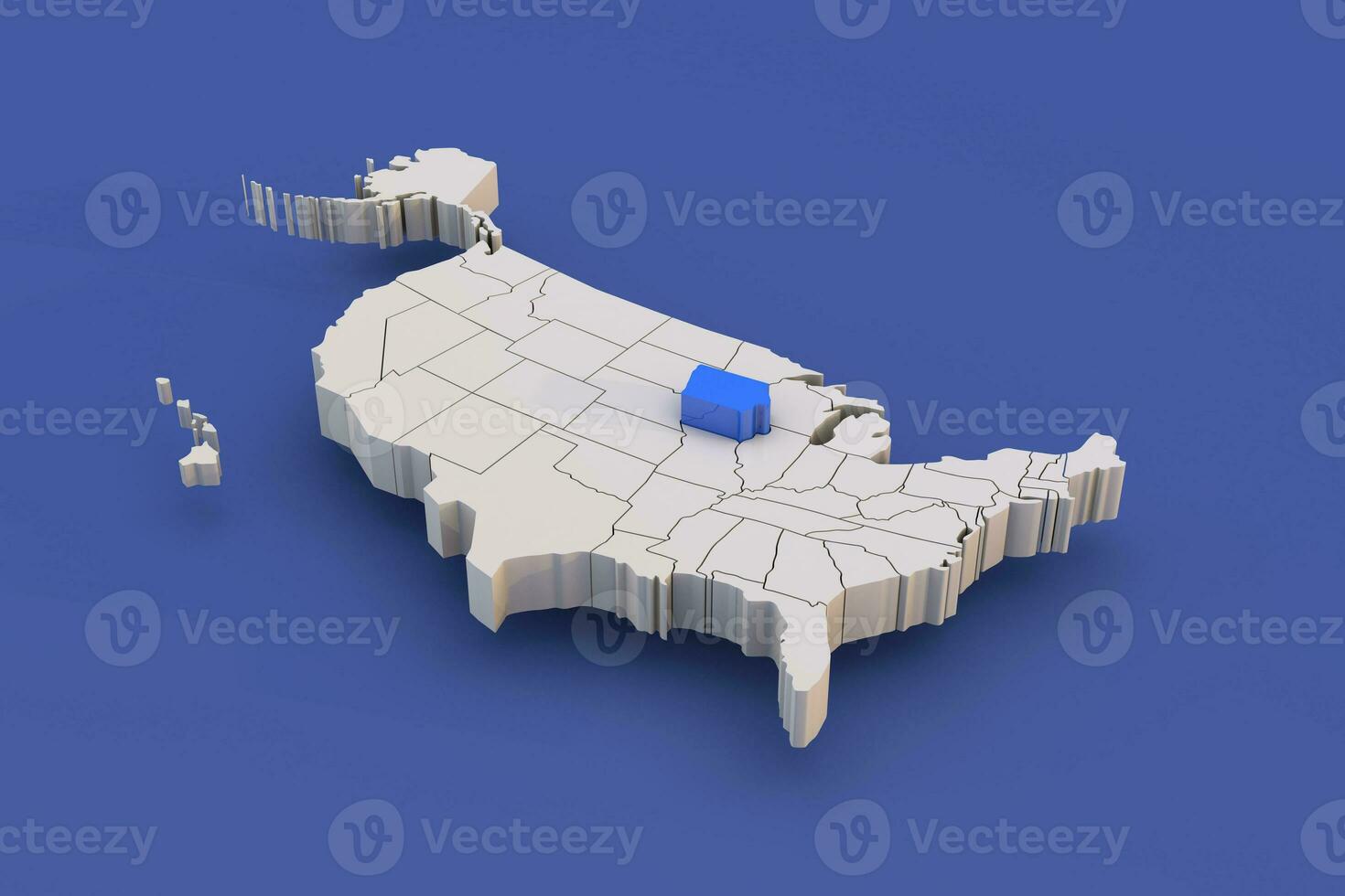 Iowa state of USA map with white states a 3D united states of america map photo