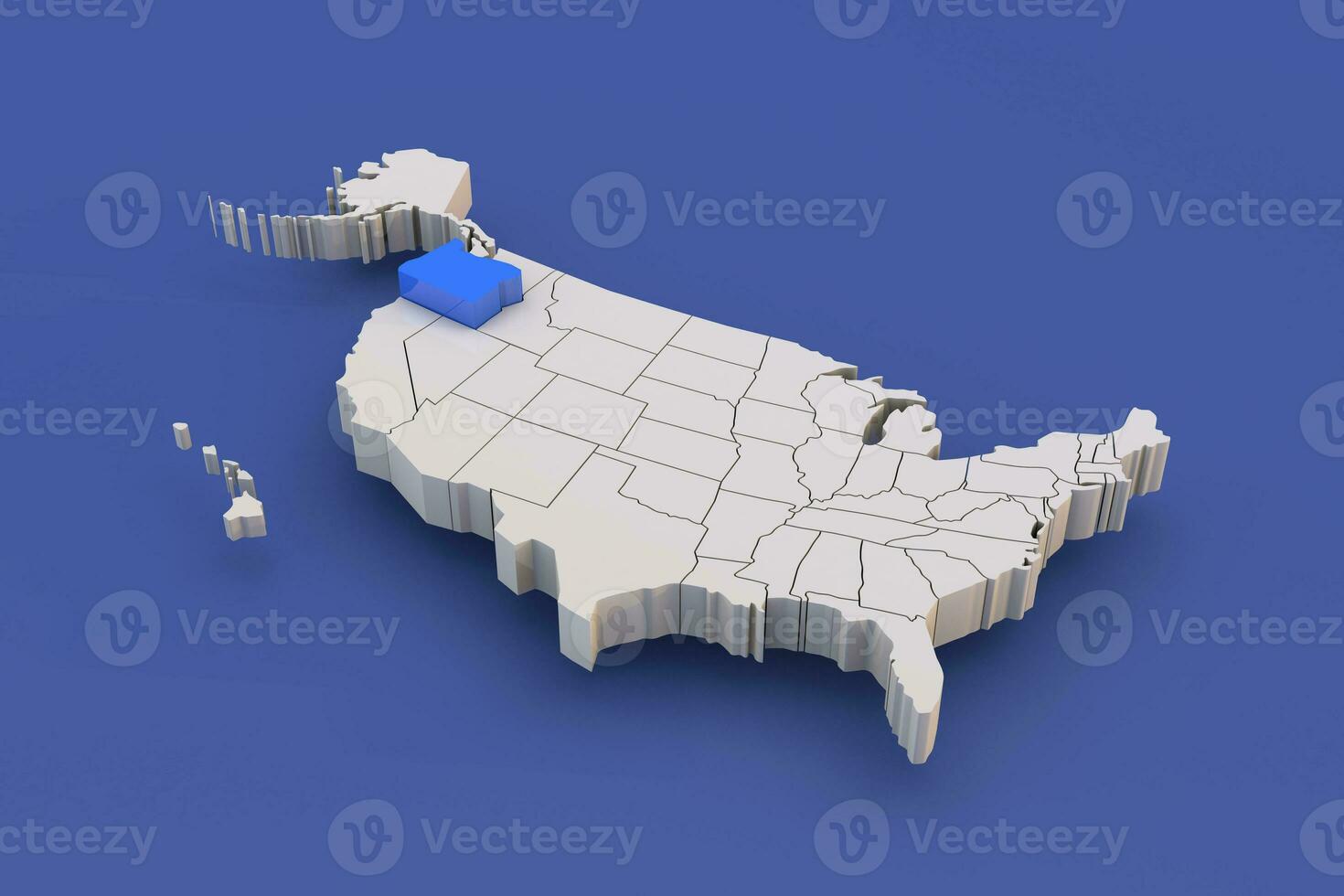 Oregon state of USA map with white states a 3D united states of america map photo