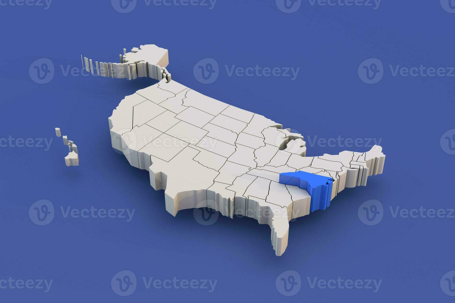 North Carolina state of USA map with white states a 3D united states of america map photo