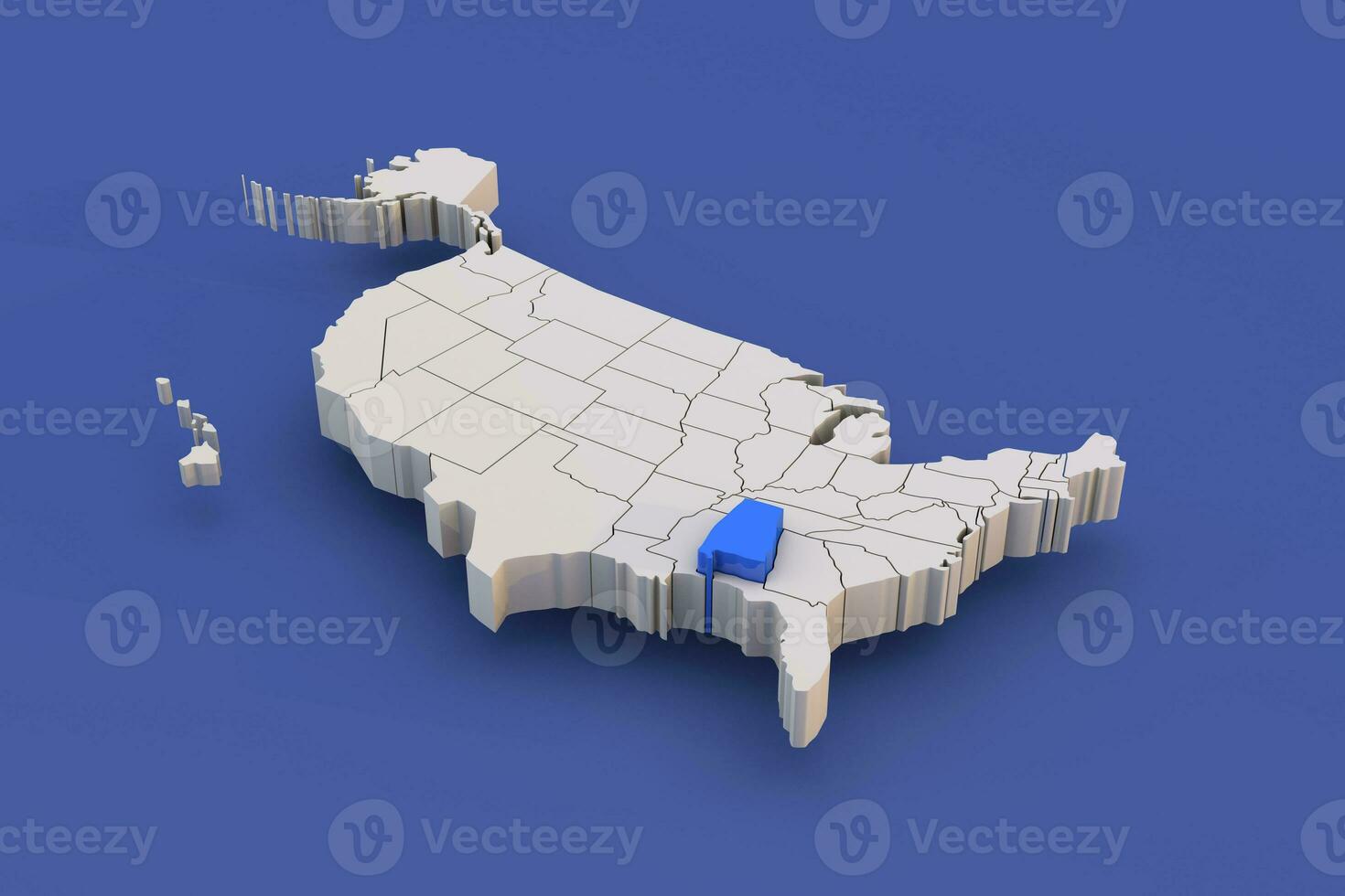 Alabama estado de Estados Unidos mapa con blanco estados un 3d unido estados de America mapa foto