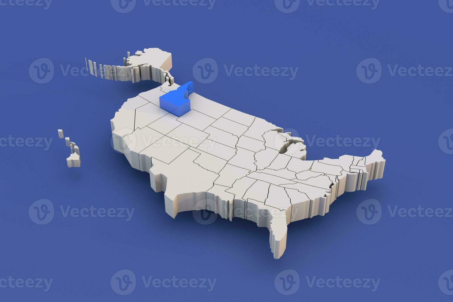 Idaho state of USA map with white states a 3D united states of america map photo