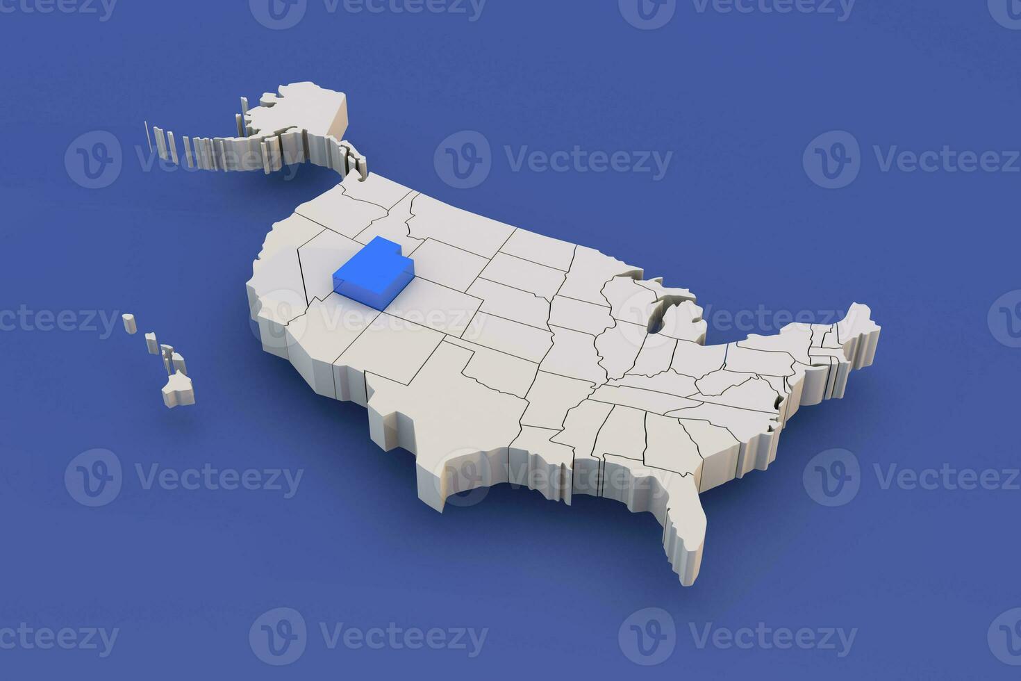 Utah state of USA map with white states a 3D united states of america map photo