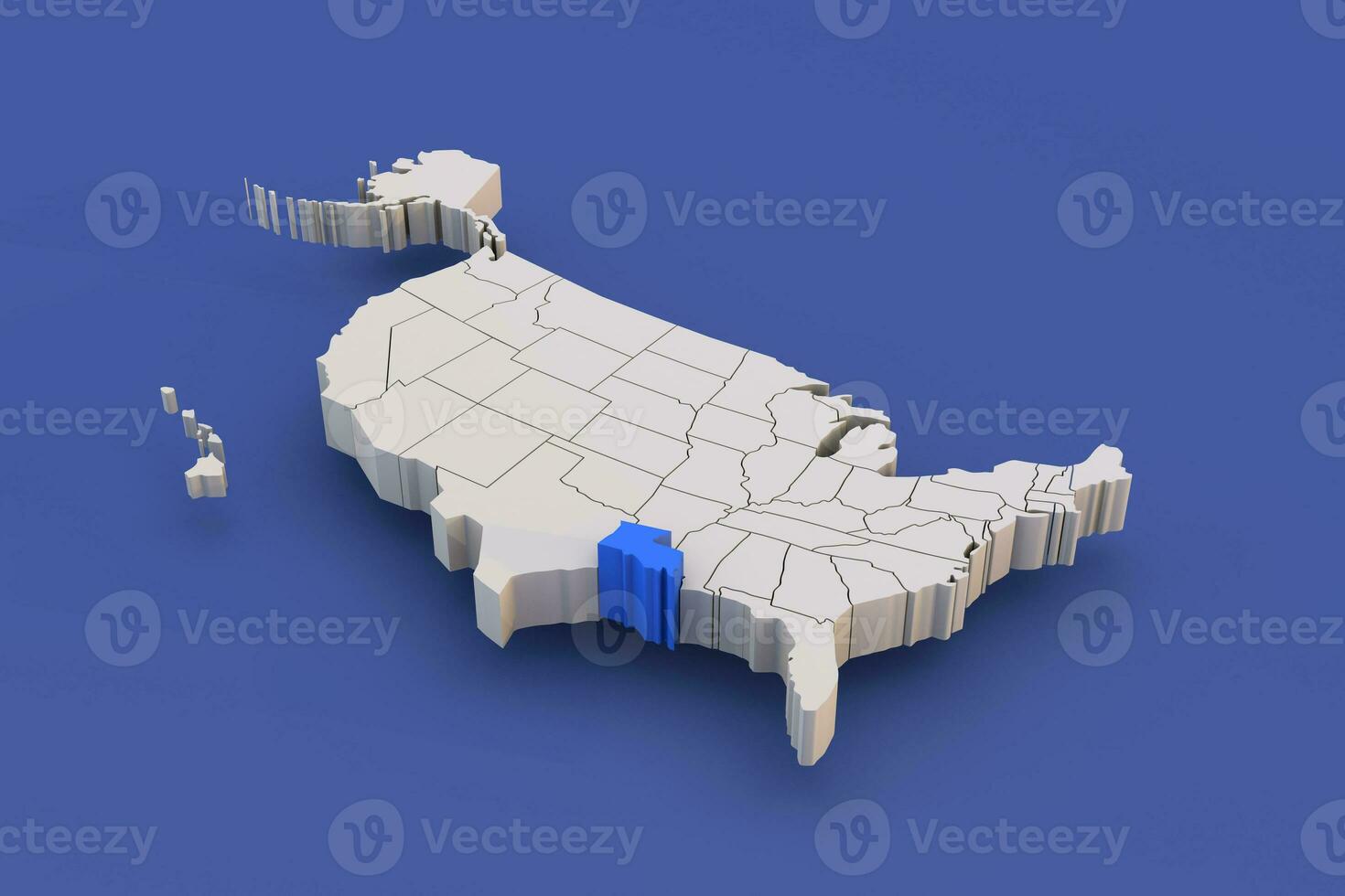Louisiana state of USA map with white states a 3D united states of america map photo