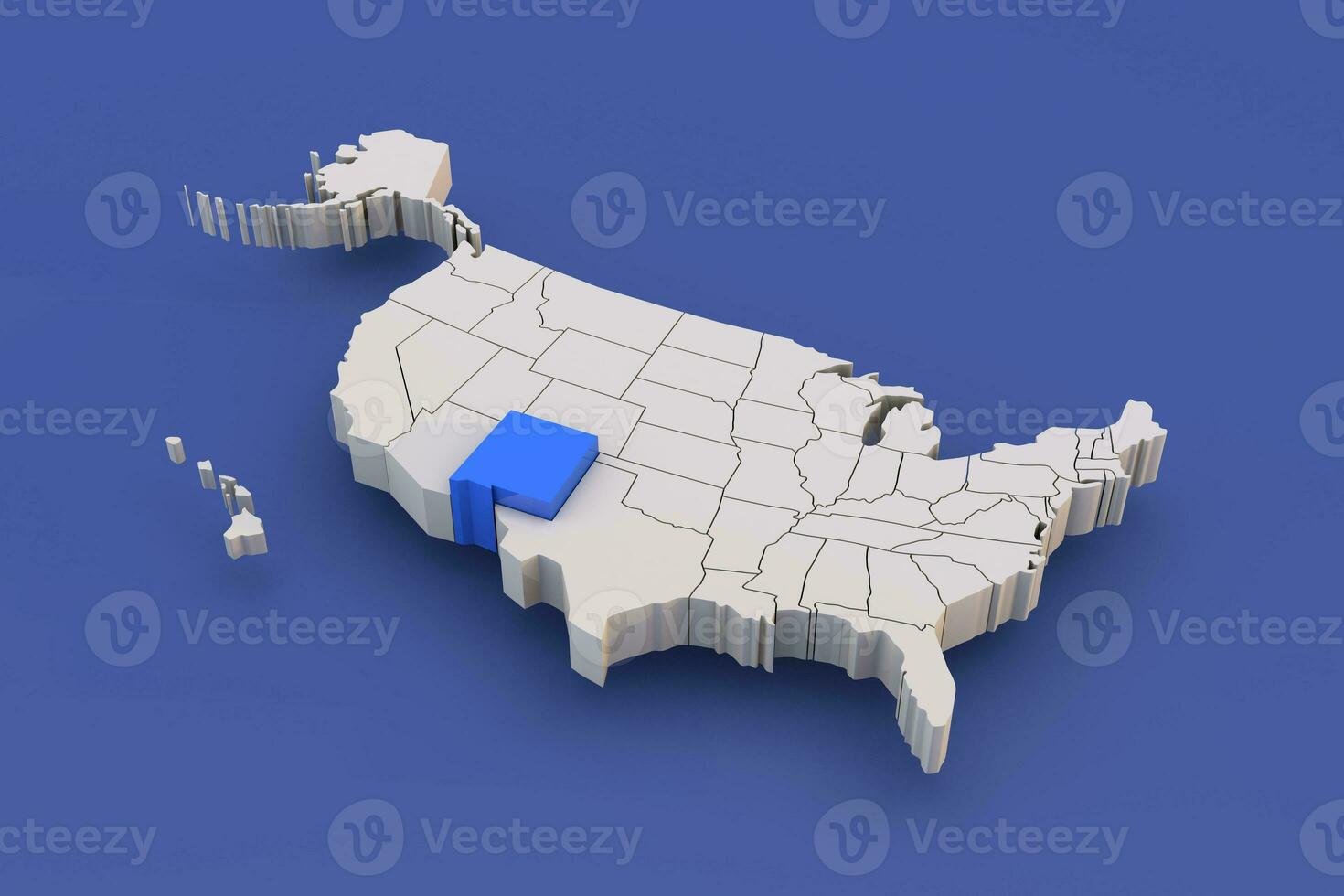 New Mexico state of USA map with white states a 3D united states of america map photo
