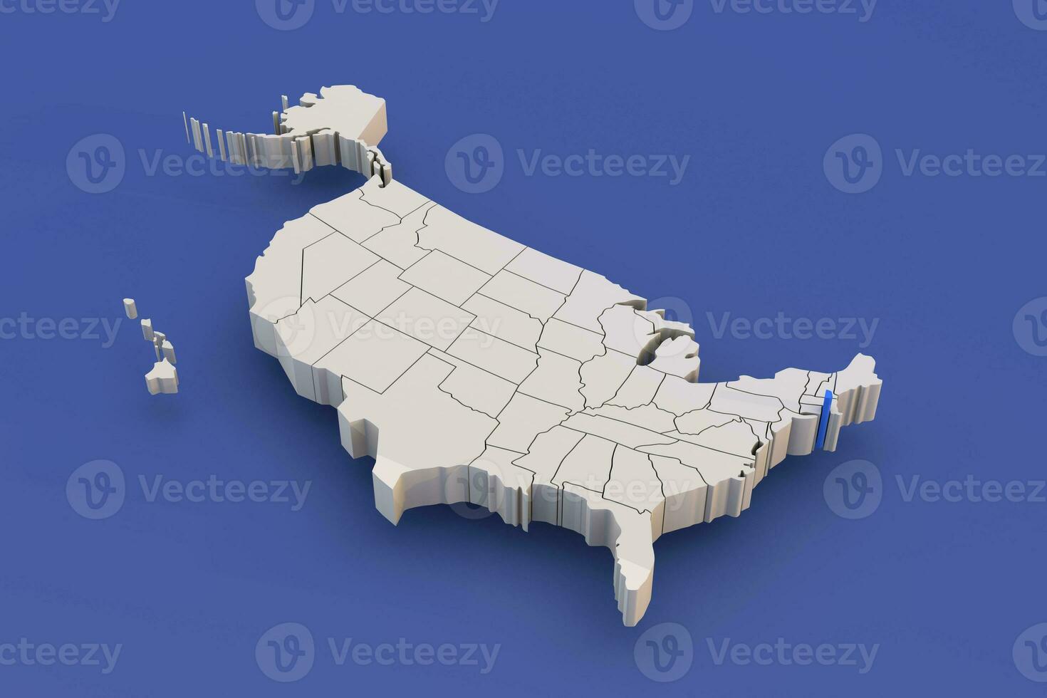 Rhode Island state of USA map with white states a 3D united states of america map photo