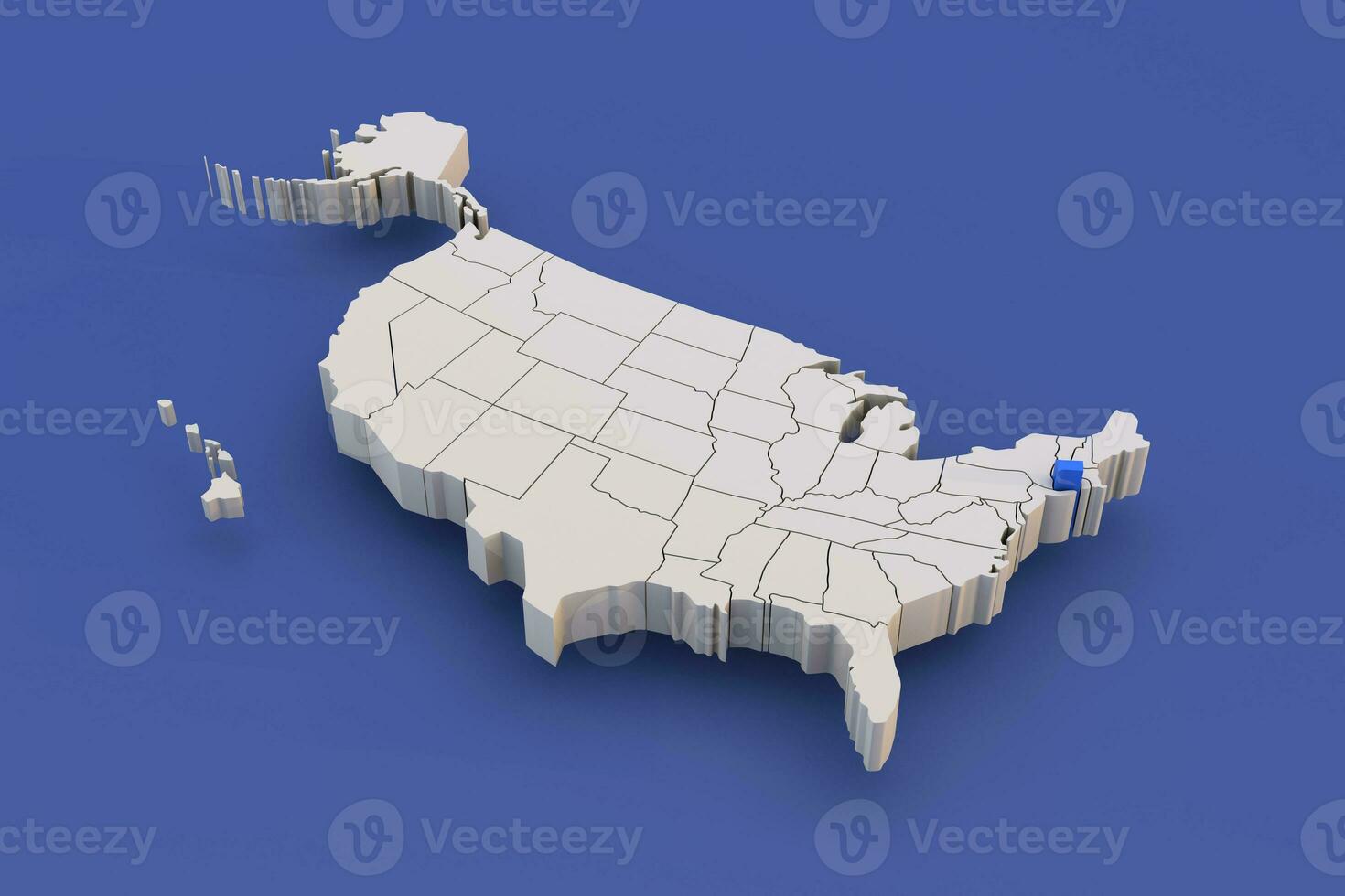 Connecticut state of USA map with white states a 3D united states of america map photo