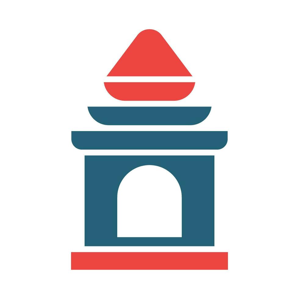 templo glifo dos color icono diseño vector