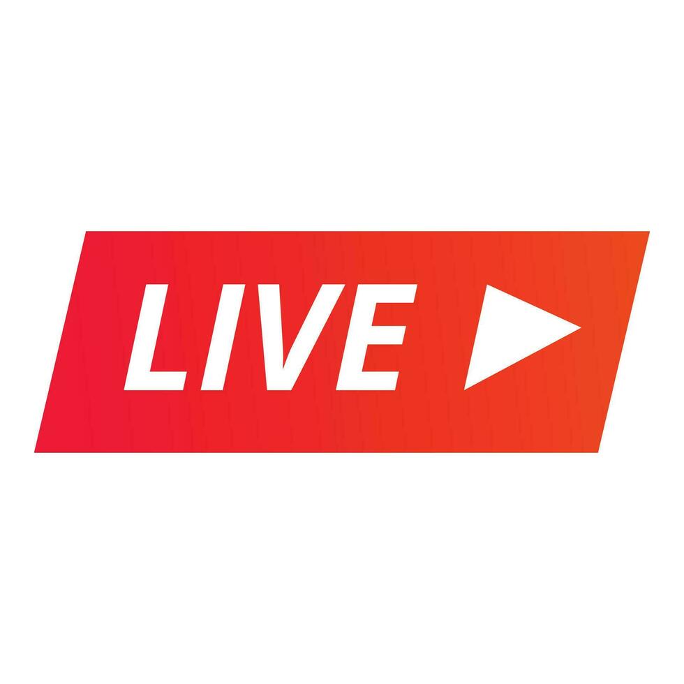 Live red button icon cartoon vector. Stream online podcast vector