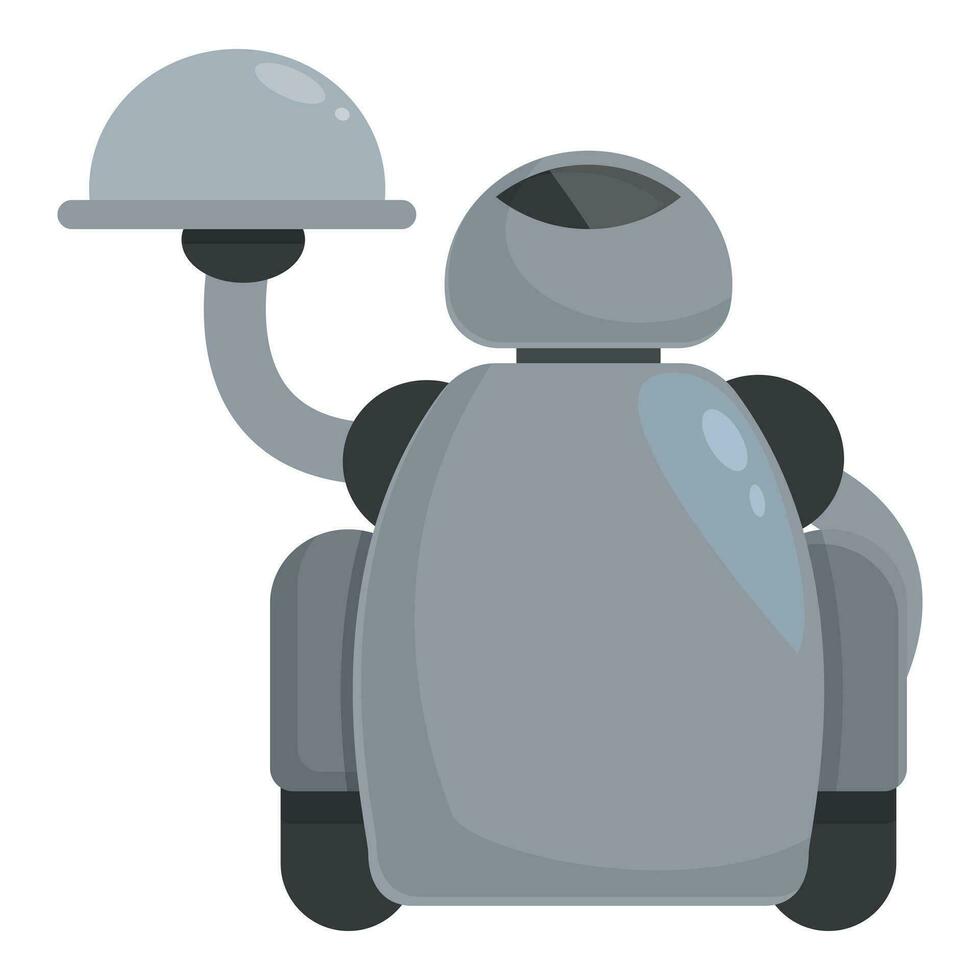 Service robot waiter icon cartoon vector. Butler plate wine vector